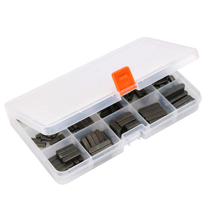 140Pcs Round Ended Feather Key Set, Parallel Drive Shaft Keys Set Keys Stock Assortment 8mm 10mm 12mm 16mm 20mm 25mm 30mm Kit
