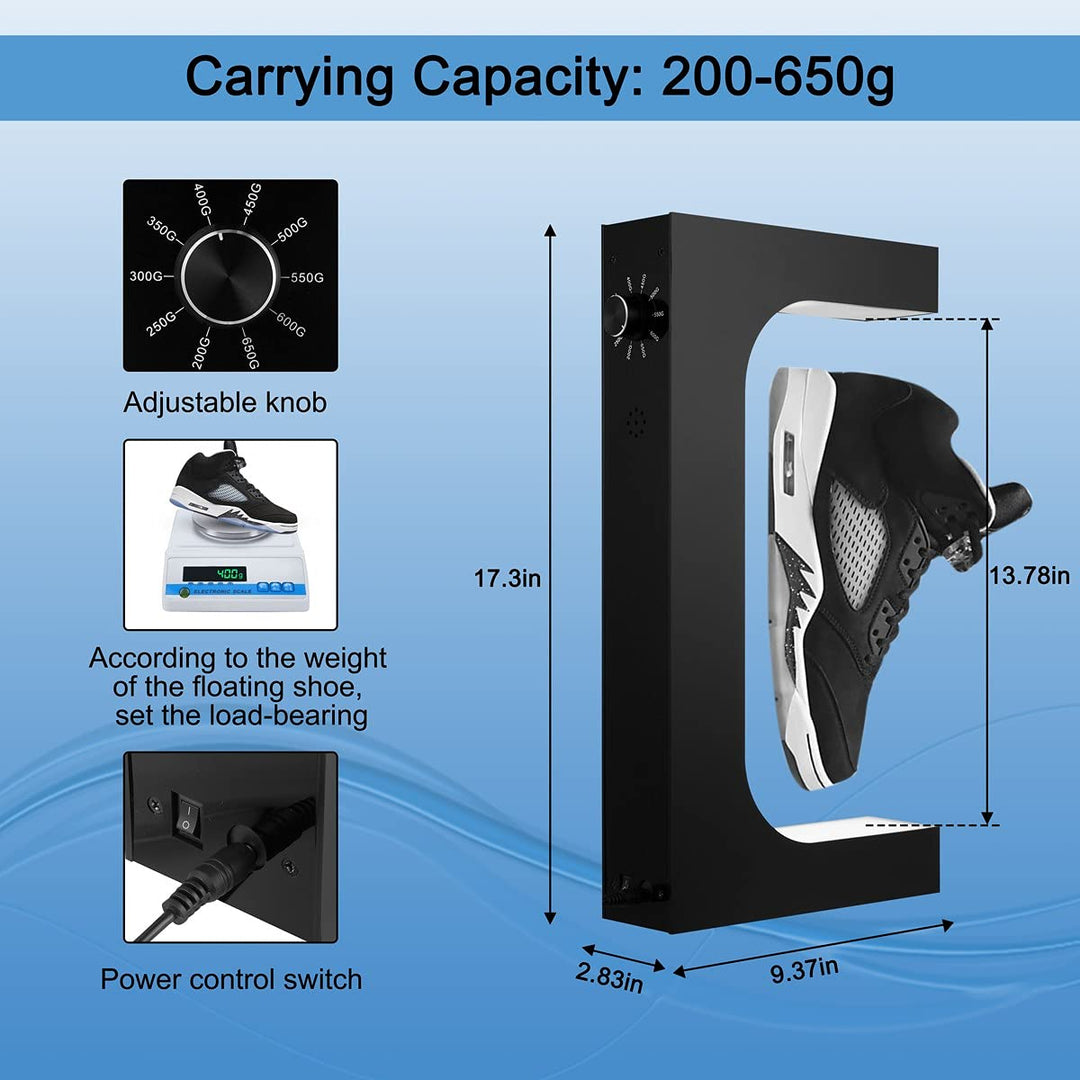 Levitating Shoe Display Floating Sneaker Stand,Magnetic Levitation Sneakers Stand with 16 Colors Remote Control and 360° Rotation