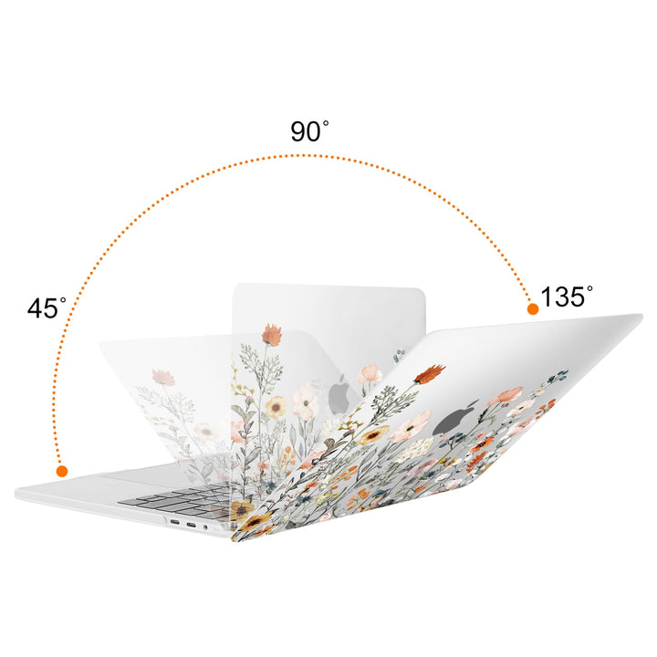 Compatible with MacBook Pro 13 inch Case 2024, 20223, 2022-2016 M2 M1 A2338 A2251 A2289 A2159 A1989 A1708 A1706, Plastic Garden Flowers Hard Case&Keyboard Cover&Screen Protector, Transparent