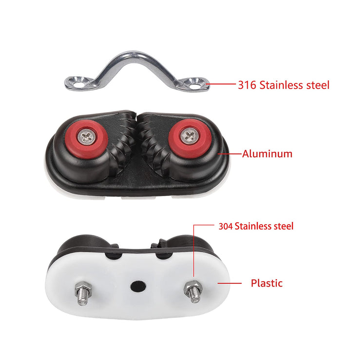 Cam Cleat, Rope Cleat, Ball Bearing Fast Entry Cam Cleat for Line Sizes Upto 5/8-Inch, Aluminum, Sailing Sailboat Kayak Canoe Dinghy Accessories