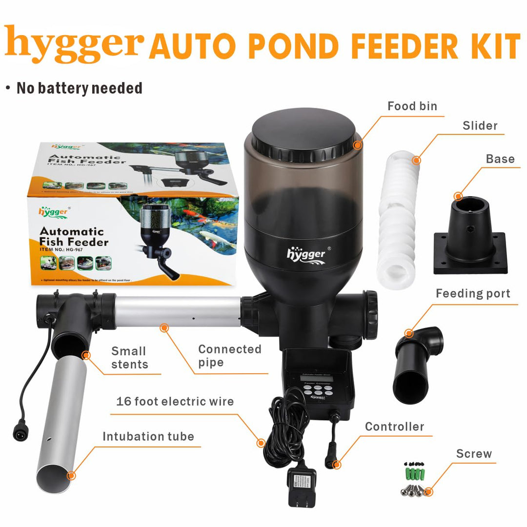 Large Programmable Auto Pond Feeder with LCD Display Controller Automatic Fish Food Feeding Dispenser Outdoor Koi Fish Feeder 5.5 L Capacity
