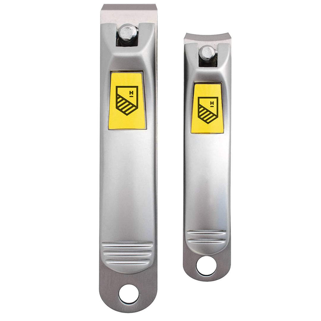 Nail Clippers Set - 2 Pack Stainless Steel, Professional Fingernail & Toenail Clippers for Thick Nails (Straight & Curved)