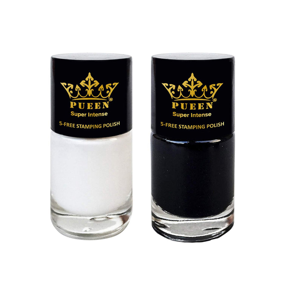 Must Have Stamping Polish Collection Set Big 5-Free Formula Nail Color Lacquer (805 - Black Jack + 806 - Pure White) - BH000872