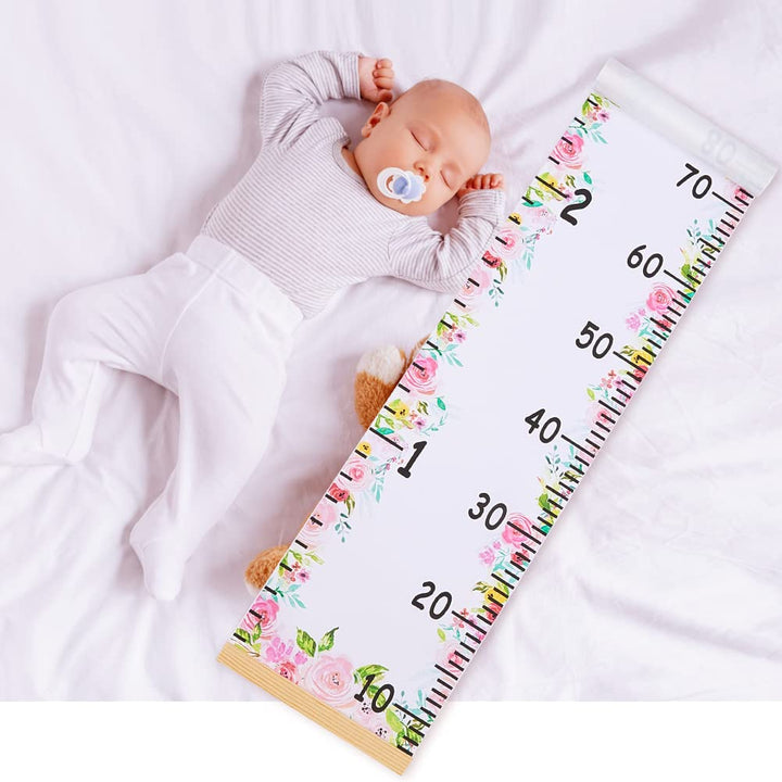 Baby Growth Chart for Wall Height Chart for Kids Wood Frame Measure Ruler 7.9in x 79in Canvas Hanging Height Measurement for Wall Decor