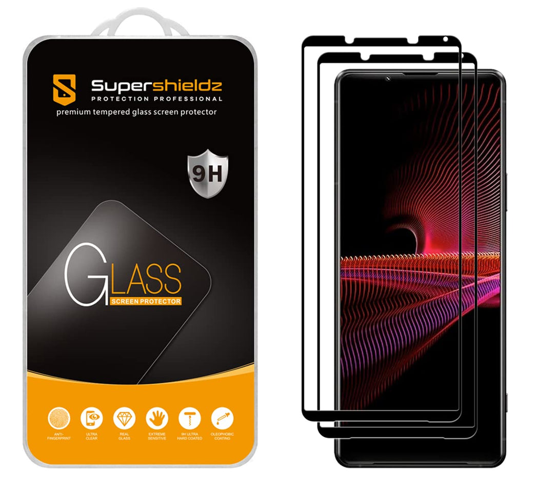 Supershieldz (2 Pack) Designed for Sony (Xperia 1 III) Tempered Glass Screen Protector, (Full Screen Coverage) Anti Scratch, Bubble Free (Black)