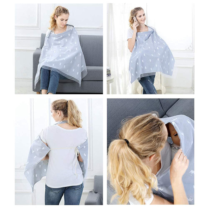 Privacy Nursing Covers, Breast Feeding Cover with Breathable Lace Screen Yarn, 360 Nursing Cover Privacy Breastfeeding Protection for Breastfeeding Baby Mom Gifts(Deer and Fox)