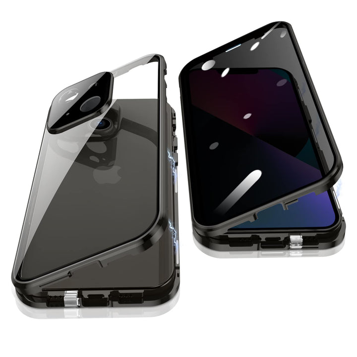 Anti Peeping Case for iPhone 13 (6.1), 360 Degree Front and Back Privacy Tempered Glass Cover, Anti SPY Screen, Anti Peep Magnetic Adsorption Metal Bumper for iPhone 13 (Black)