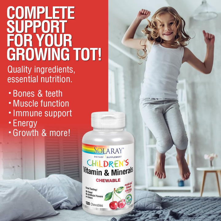 Childrens Vitamins & Minerals Complete Multivitamin for Kids Great Black Cherry Flavor (076280047974) (120 Chews, 60 Serv)