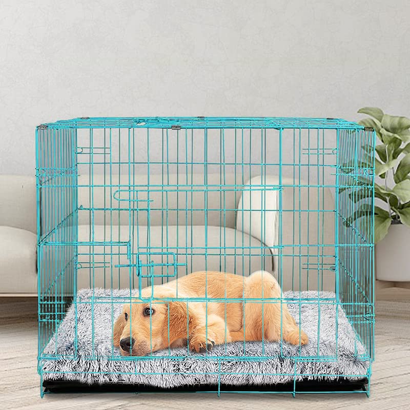 Dog Bed Crate Pad, Dog beds for Large Dogs, Plush Soft Pet Beds, Washable Anti-Slip Dog Crate Bed for Large Medium Small Dogs and Cats (Large, Light Grey)