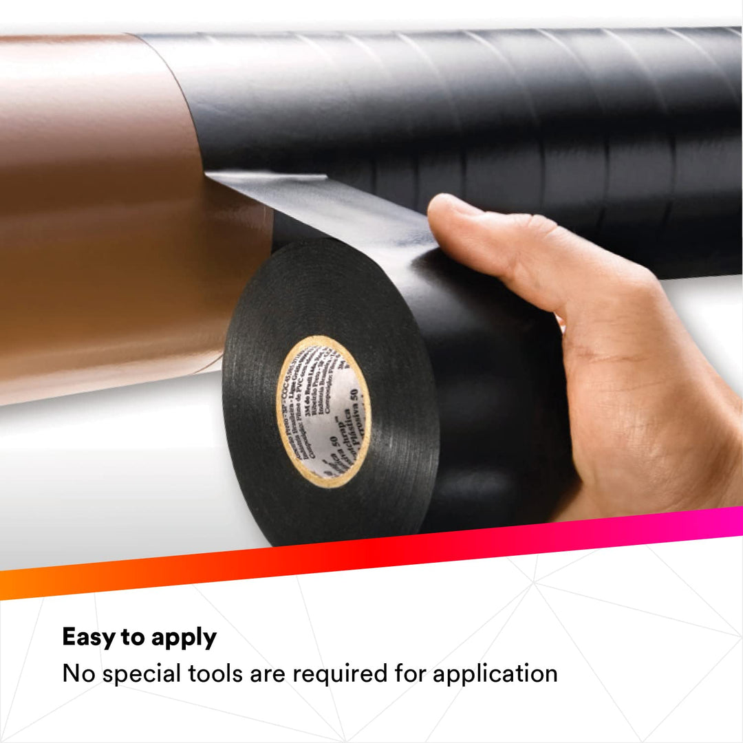 80014000469 Scotchrap Vinyl Corrosion Protection Tape 50, Unprinted, roll, 1 in x 100 ft Black- Carton, Foot