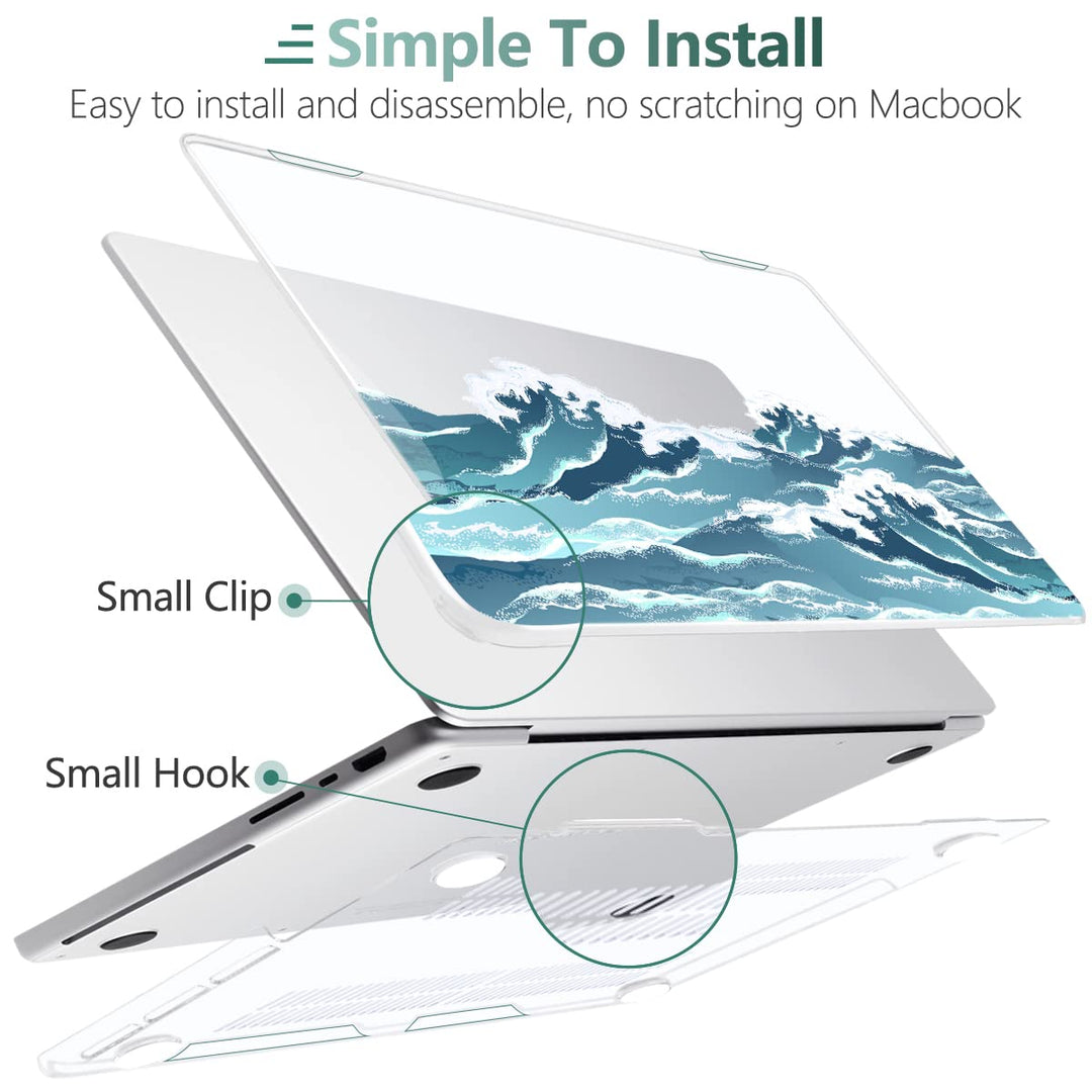 for MacBook Pro 16 Inch Case 2023 2022 2021 Release M2 A2780 M1 A2485 M1 Pro/Max, Hard Shell Case & Keyboard Cover & Screen Protector for Mac Pro 16 with Touch ID, Ocean