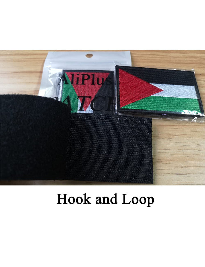 2 PCS Palestine Flag Patches Embroidered Tactical Military Morale Patch Applique Fastener Hook and Loop