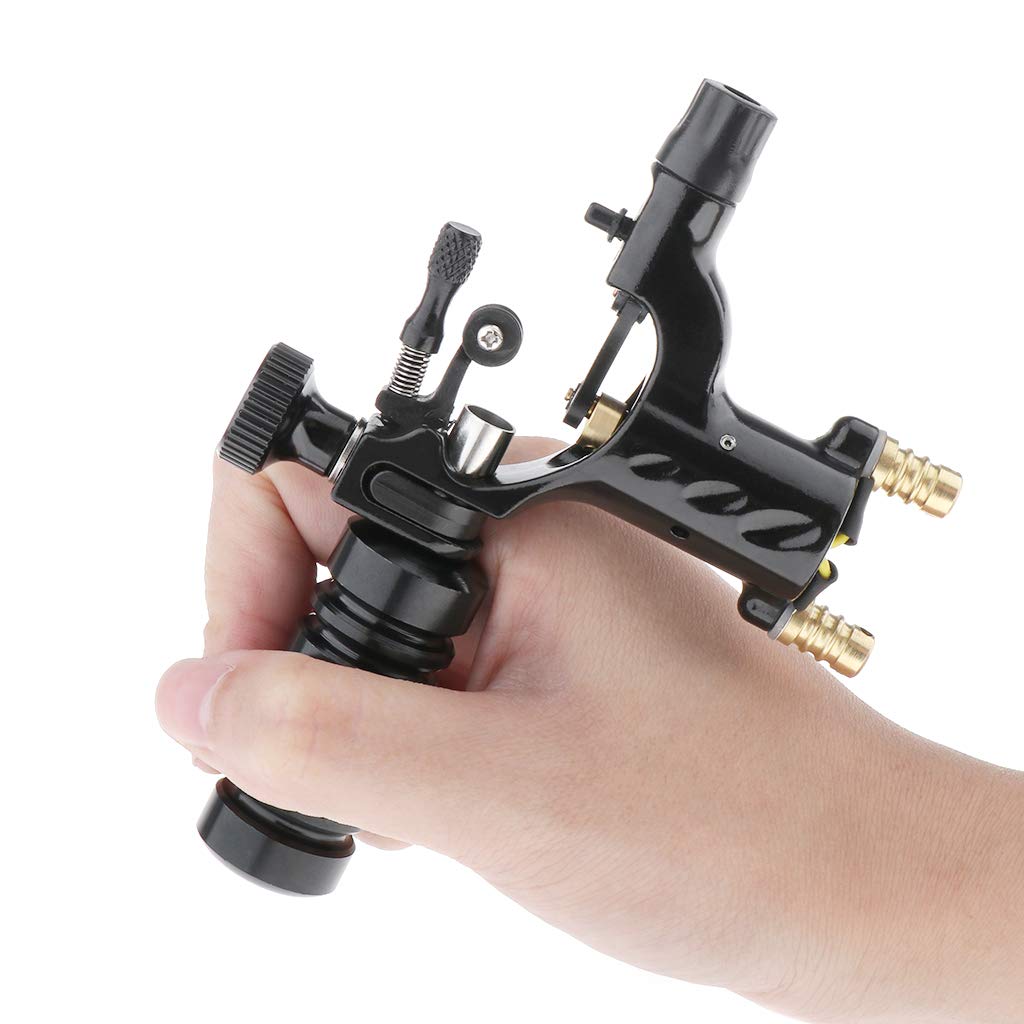 Rotary Tattoo Machine, Silent Alloy Dragonfly Rotary Motor for Liner Shader with Tattoo Machine Handle (Black)