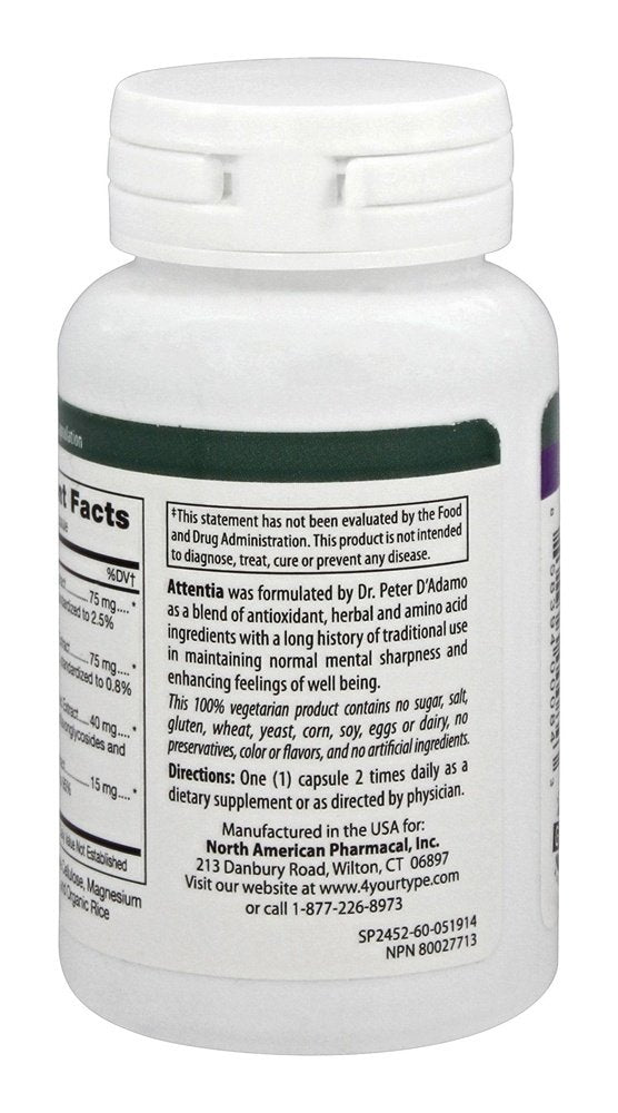 D'Adamo Personalized Nutrition Attentia, 60 Count