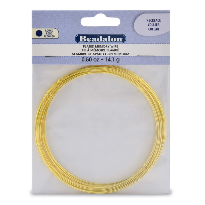 Carbon Steel Memory Wire, Round, Necklace, Gold Color, 0.5 oz, Approx. 18 coils