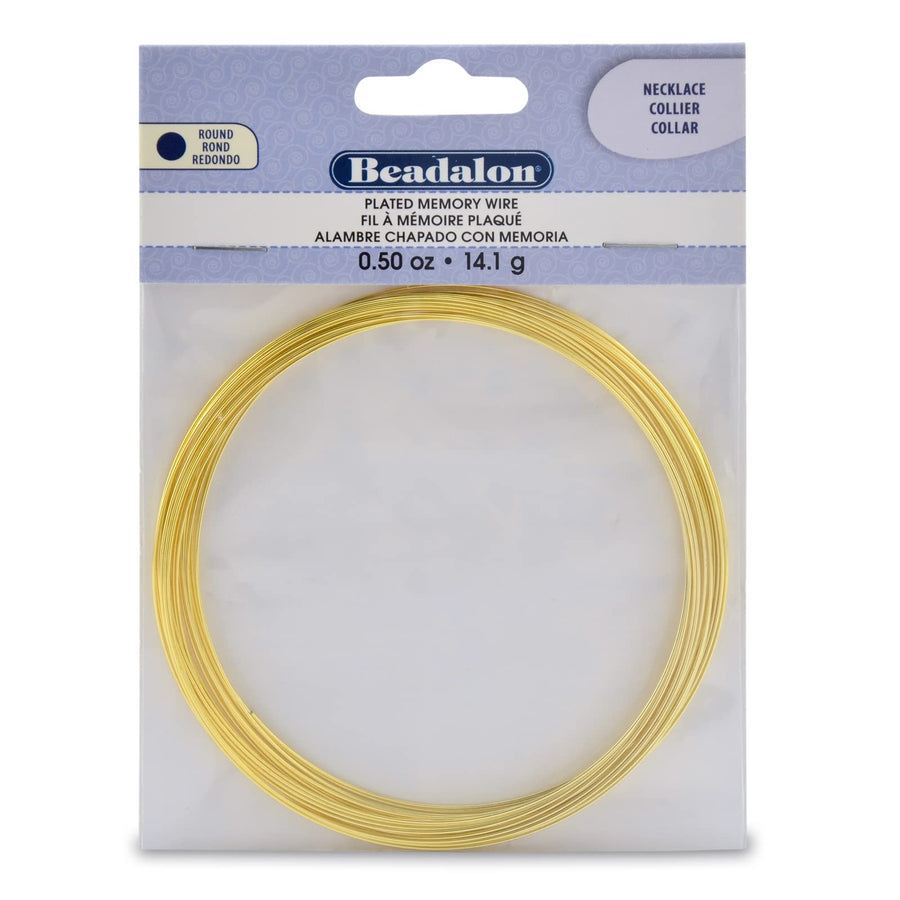 Carbon Steel Memory Wire, Round, Necklace, Gold Color, 0.5 oz, Approx. 18 coils