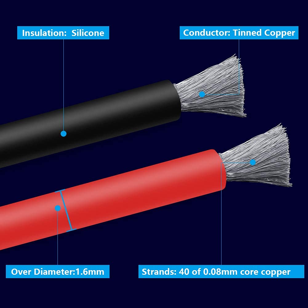 Silicone Stranded Wire Kit 24 Gauge Electric Hook-up Wire Black and Red 25Ft Each Tinned Copper Wire 24 AWG