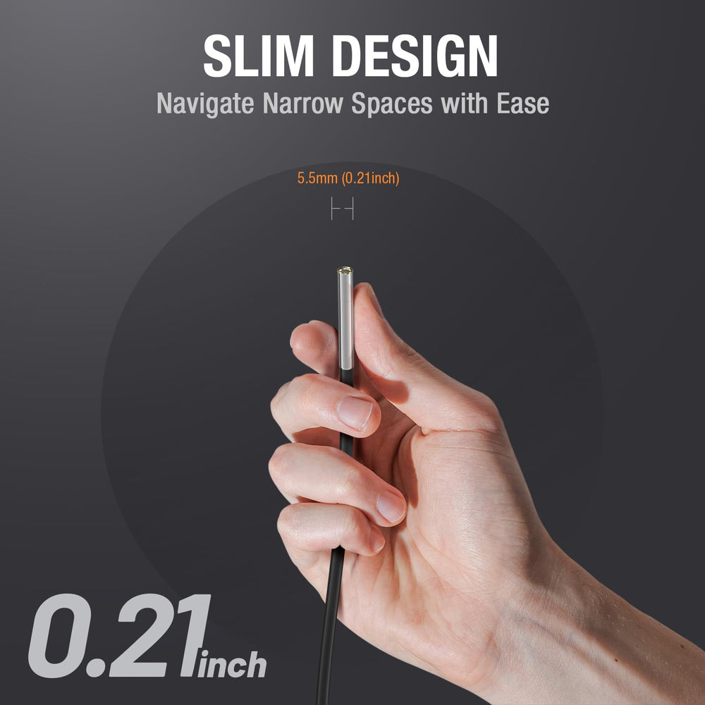 16.5FT Single Lens Probe, 5.5mm/0.21inch Diameter Semi-Rigid Cable Compatible with MS450 Inspection Camera