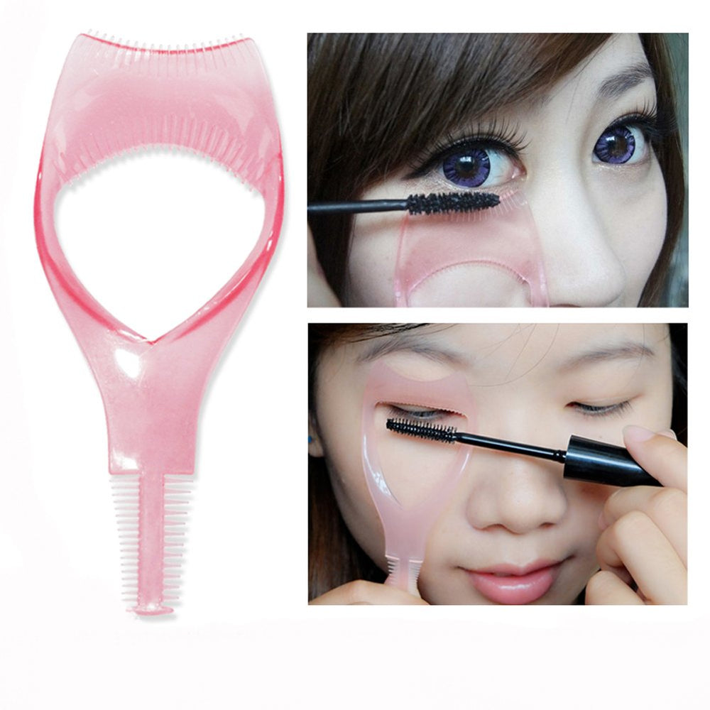 2 PCS Pink Plastic Upper Lower Eye Lash Mascara Guard Applicator Guide with Lash Comb(Pink)