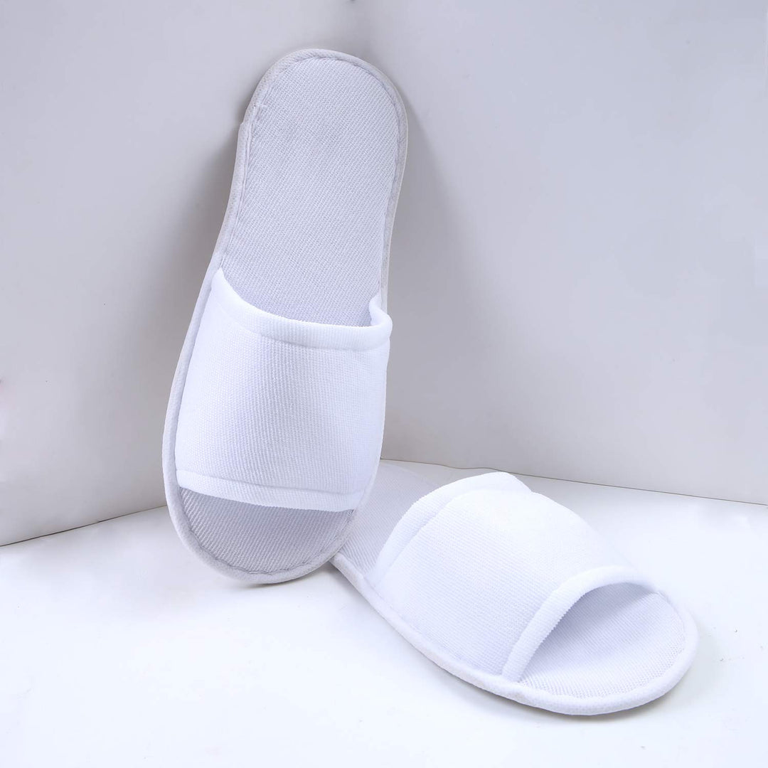 12 Pairs Open Toe Spa Slippers White Spa Hotel Guest Slippers for Spa, Party Guest, Hotel and Travel, Fits Most Men and Women