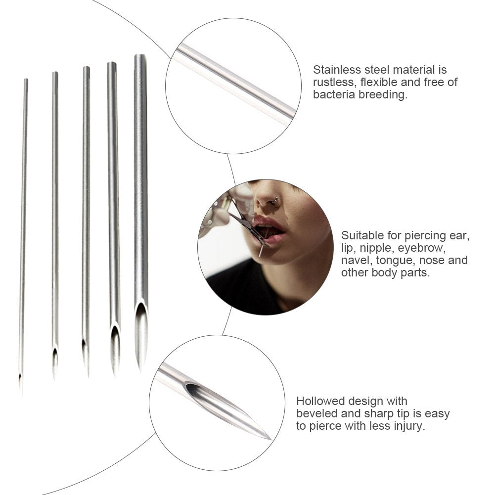 Piercing Kit - Professional Belly Piercing Kit Includes Piercing Jewelry Piercing Needles 14G Piercing Clamps Belly Button Rings Navel Rings for Body Piercing Kit Piercing Supplies