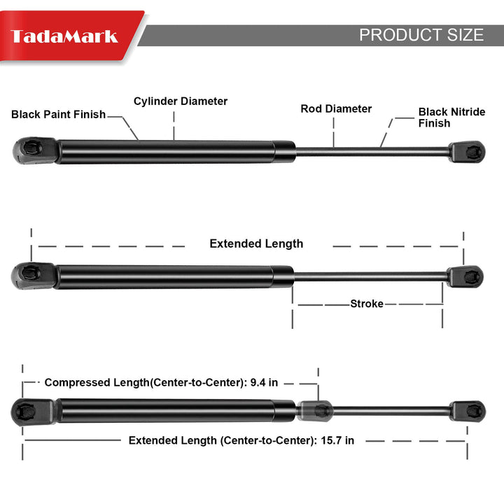 2 Pcs 16 Inch 28lbs/127N Gas Strut Spring Shock for RV Bed Storage Lightweight Cabinet Lid Light Camper Bed Cover Laser Hood Lid C16-08941 C1608941