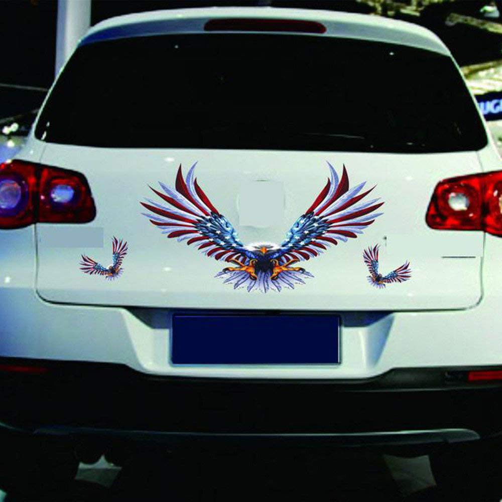 Bald Eagle Car Decals American Flag Car Decal Stickers Patriotic American Eagle Car Decal Graphics Vinyl Stickers Decals for Car Hood Window Body Side Decal and Graphics (3 Sizes 4 Pack)