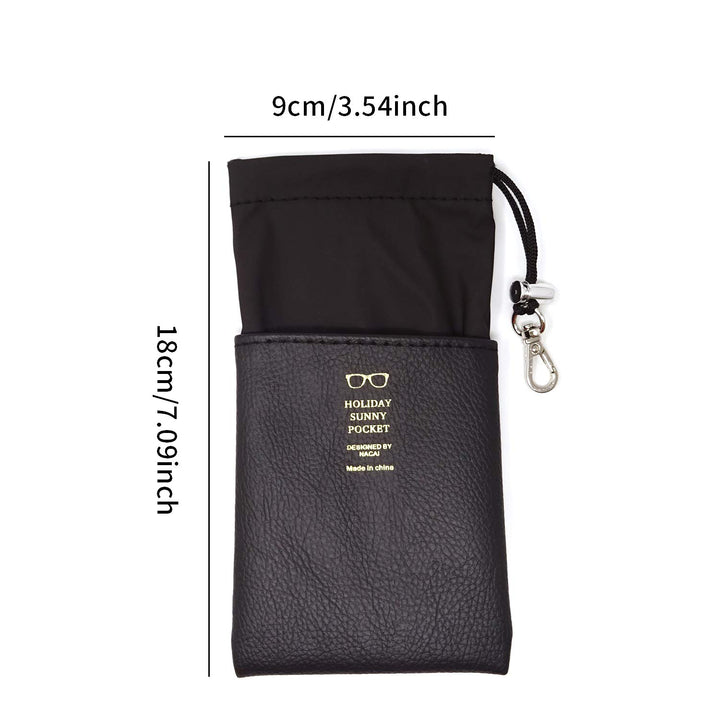 Portable PU Leather Glasses Carrying Storage Bags for Sunglasses (Black)