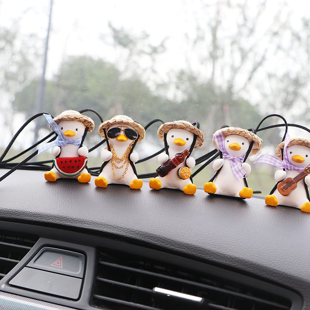 Car Mirror Hanging Accessories, Cute Swinging Duck Car Ornament Dashboard Decorations (Mirrors Sunglasses Duck)