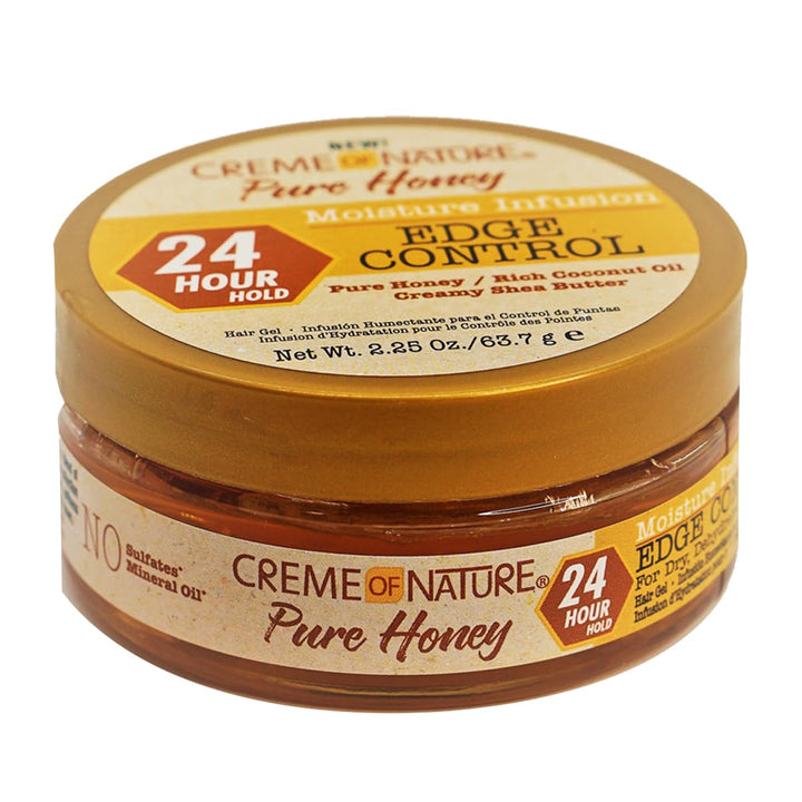 Creme Of Nature Pure Honey Edge Control Gel 2.25 Ounce Jar (66ml)