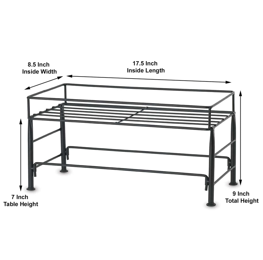 PetRageous 81031 Tobys Set The Table Steel Frame Dog Feeder, 7-Inch Tall by 18-Inch Long and 8.5-Inch Wide, Holds Two 8-Inch Diameter Bowls, for Medium Dogs And Cats, Black