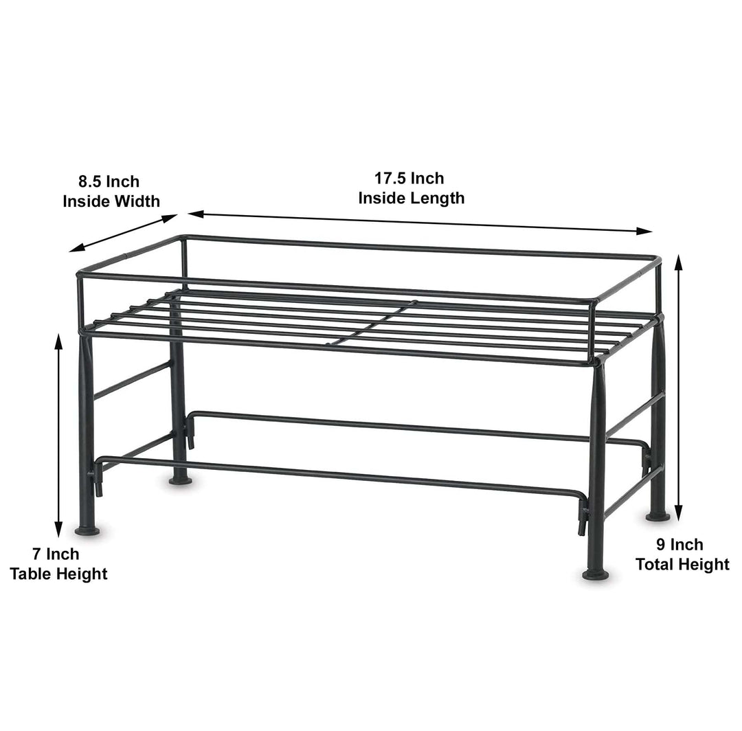 PetRageous 81031 Tobys Set The Table Steel Frame Dog Feeder, 7-Inch Tall by 18-Inch Long and 8.5-Inch Wide, Holds Two 8-Inch Diameter Bowls, for Medium Dogs And Cats, Black