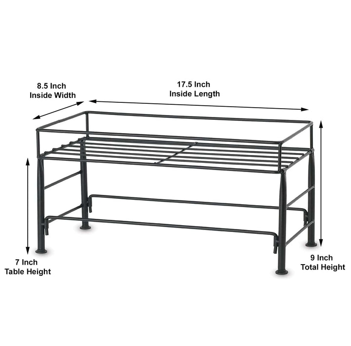 PetRageous 81031 Tobys Set The Table Steel Frame Dog Feeder, 7-Inch Tall by 18-Inch Long and 8.5-Inch Wide, Holds Two 8-Inch Diameter Bowls, for Medium Dogs And Cats, Black