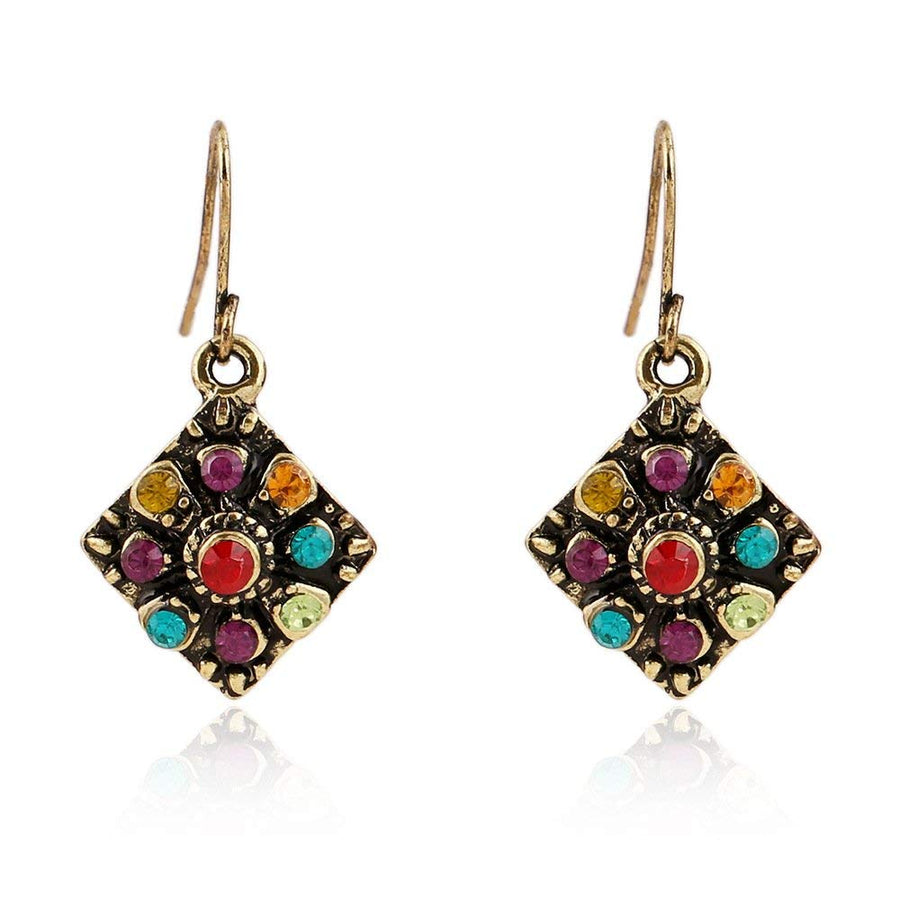 Bohemian National Style Earrings, Diamond Earrings Retro Rhinestone Ear Stud Earrings Jewelry Eardrop Gift