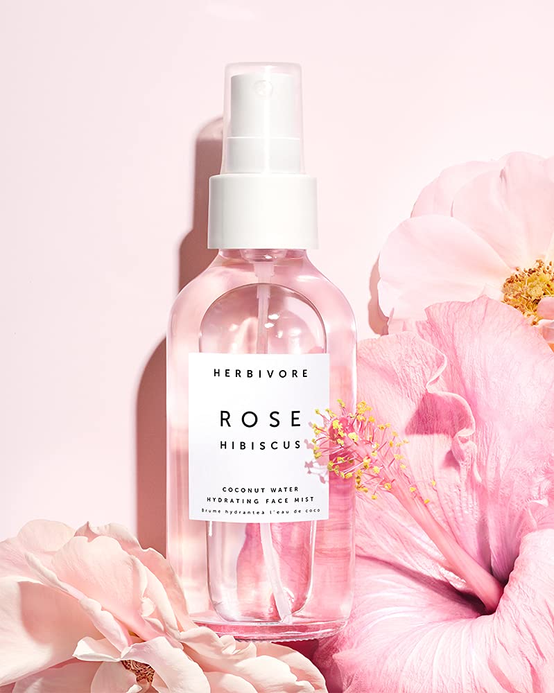 Rose Hibiscus Coconut Water Hydrating Face Mist – Natural Dewy Glow, Organic Rose Water + Vegan Hyaluronic Acid, Plant-Based, Vegan, Cruelty-Free, 4 oz