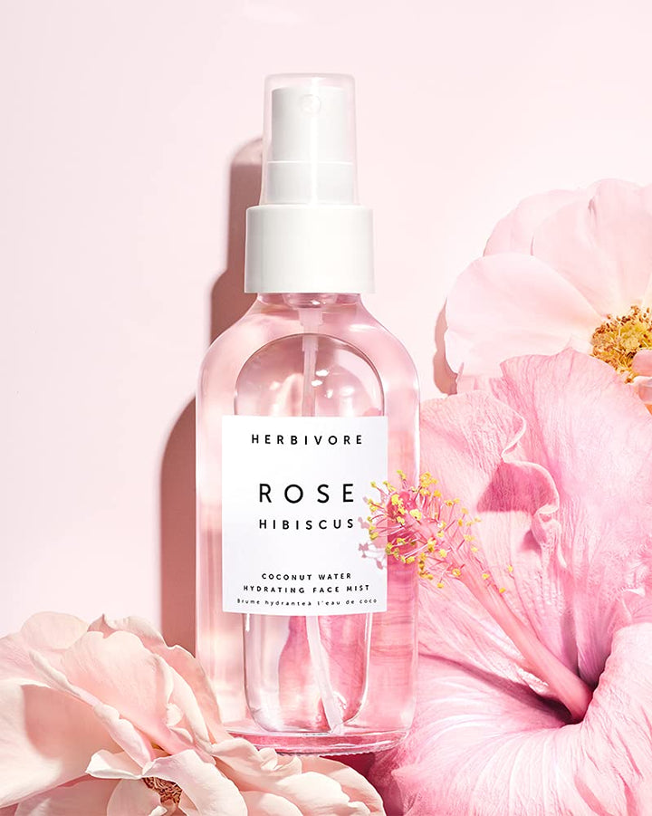 Rose Hibiscus Coconut Water Hydrating Face Mist – Natural Dewy Glow, Organic Rose Water + Vegan Hyaluronic Acid, Plant-Based, Vegan, Cruelty-Free, 4 oz