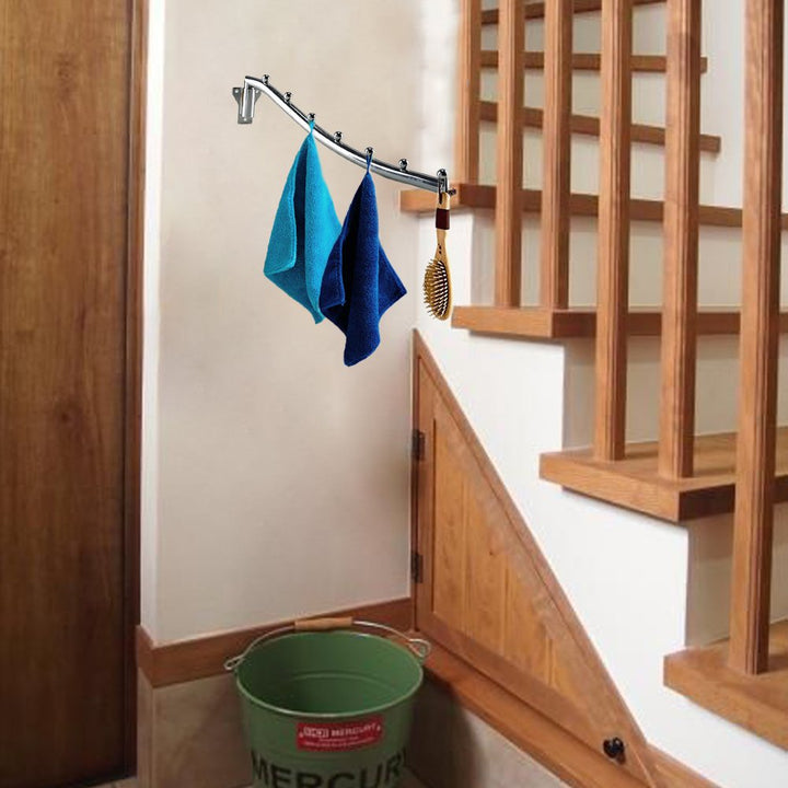 15.75 Inch Stainless Steel Folding Wall Mounted Clothes Hanger Coat Rack Detachable Sturdy Swing Arm Clothes Hanger Design Space Saver with Screws for Closet Laundry Room Dryer