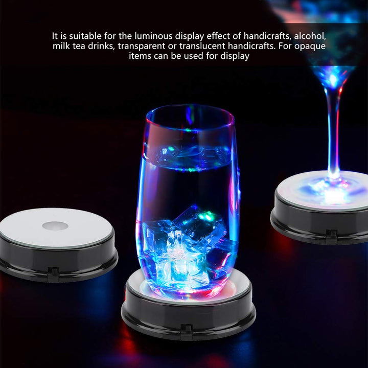 4 Pcs LED Crystal LED Display Base, Seven Color LED Light Base Stand Art Figurine Decoration Light Stand Base Round Show Stand Display 9 (01)