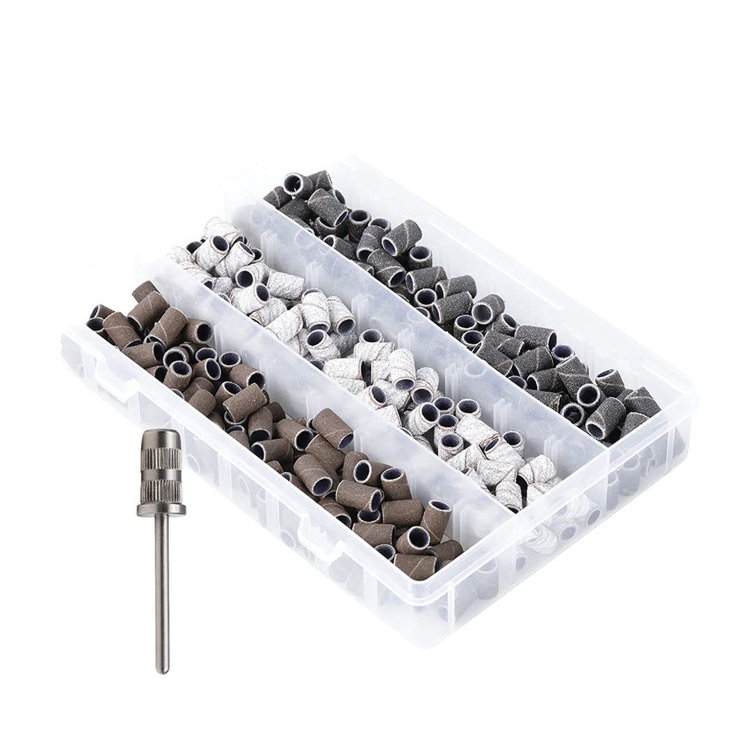 301 Pcs Premium Professional Sanding Bands Nail Drill Bit 80 150 240 Fine Medium Coarse Grit Files with Mandrel for Manicure (Set A)