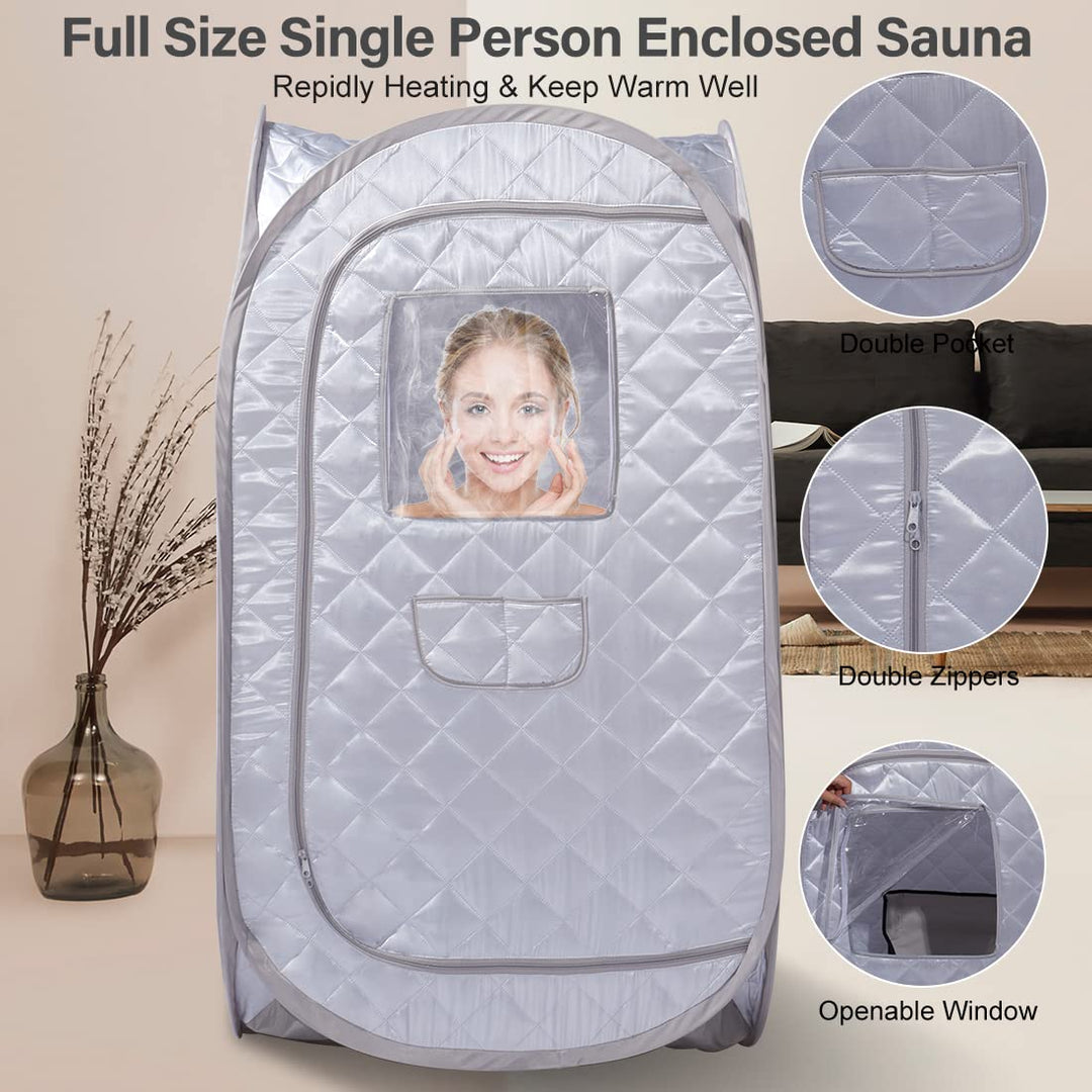 Portable Sauna Tent, Foldable One Person Full Body Spa for Detox Therapy Without Steamer - Grey