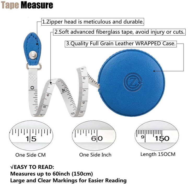 Sewing Tape Measure, Medical Body Cloth Tailor Craft Dieting Measuring Tape, 60 Inch/1.5M Dual Sided Retractable Ruler with Push Button Round(3 Pack, Red Yellow Blue)