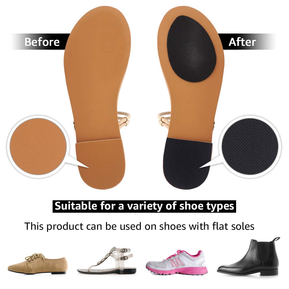 Non-Skid Pads for Shoes Noise Reduction Self-Adhesive Slip Resistant Sole Stick Protector Pack of 8 (Black)