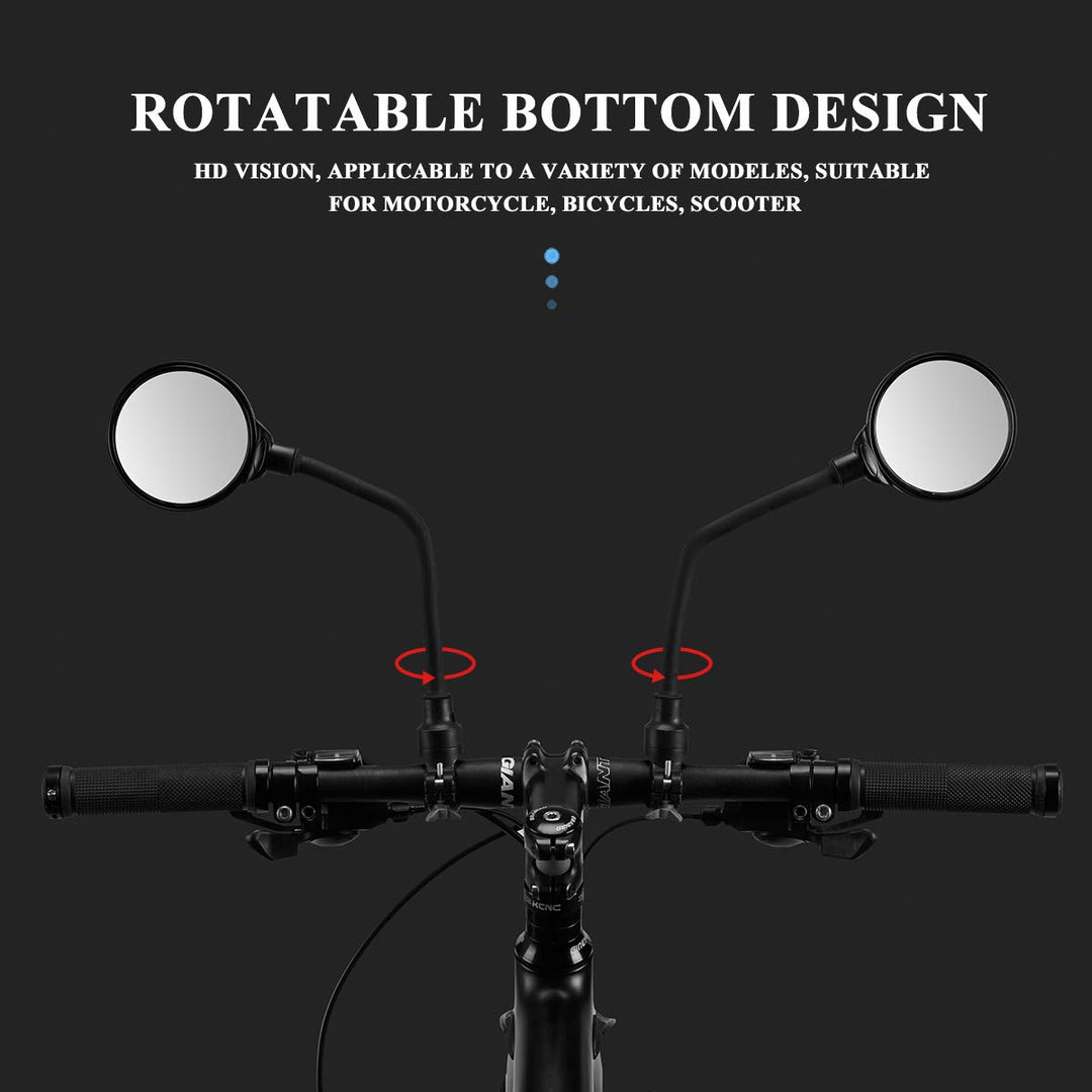 Bike Mirror Handlebar Mount Safe Rear View Mirror Adjustable 360°Rotatable HD Wide Angle Cycling Biking Clear Acrylic Convex Mirror Bike Bicycle Accessories for Men Women