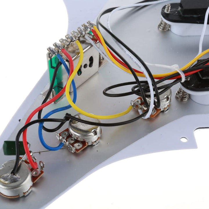 11 Hole SSS Prewired Loaded Pickguard with Single Coil Pickups Set for Strat Style Guitar,3Ply White