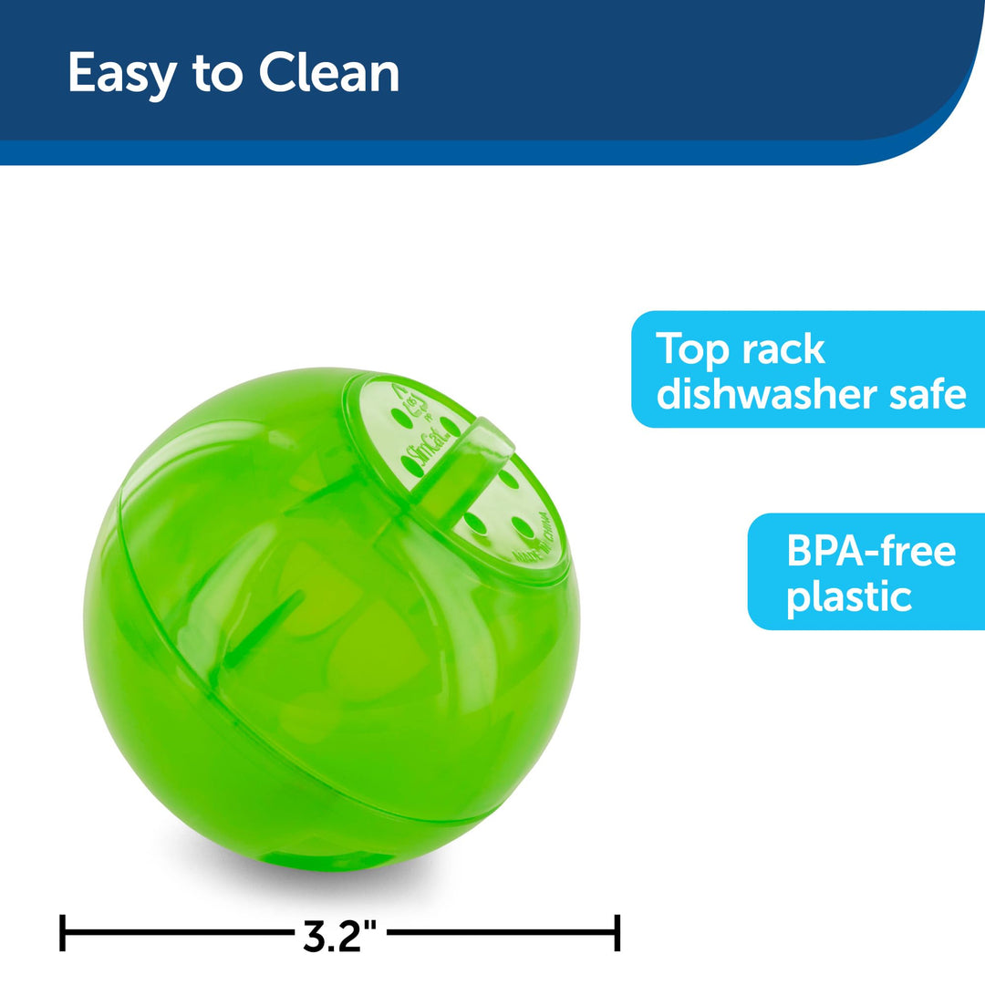 Slimcat Feeder Ball - Interactive Game for Your Cat - Fill with Food and Treats - Green
