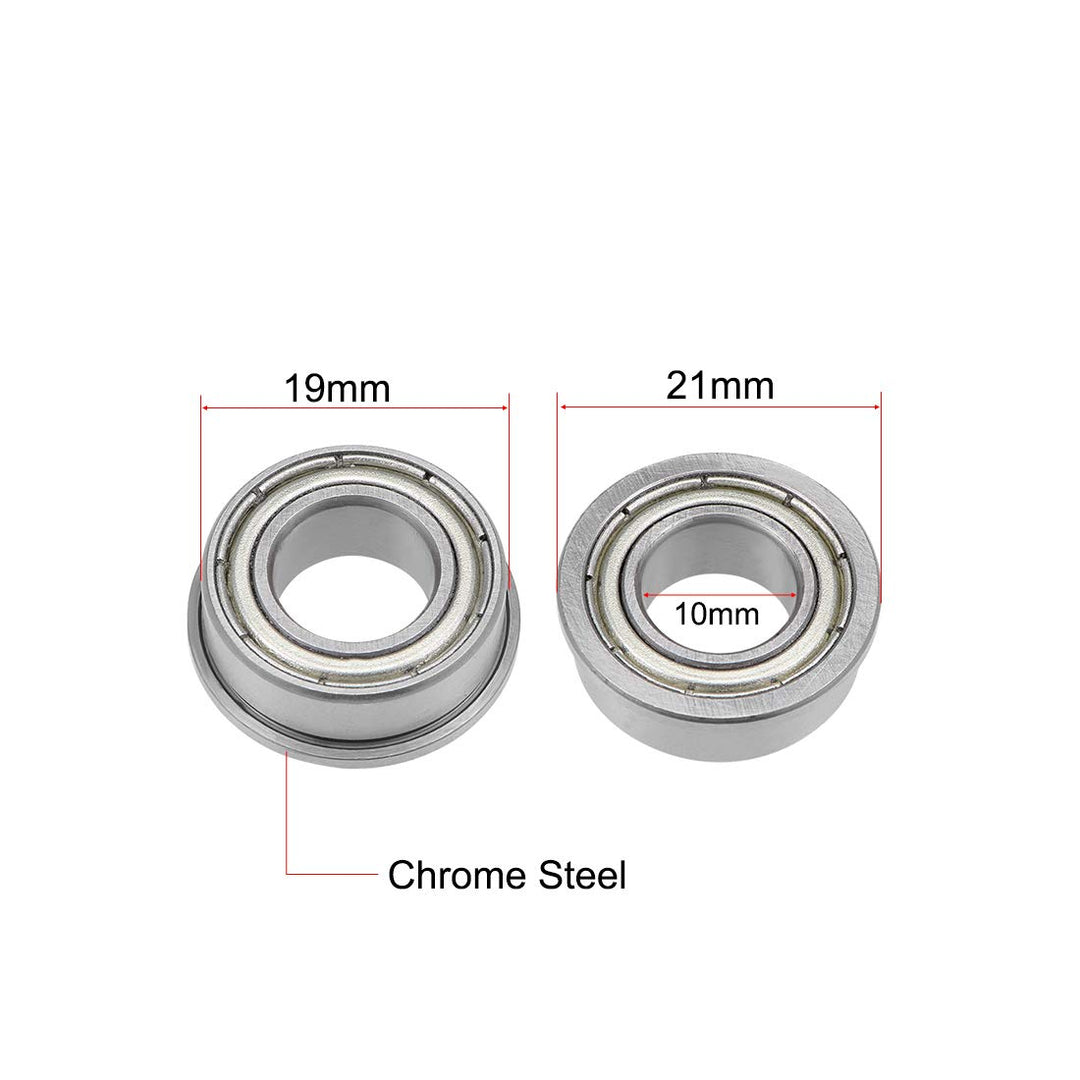 F63800ZZ Flange Ball Bearing 10x19x7mm Shielded Chrome Bearings 5pcs