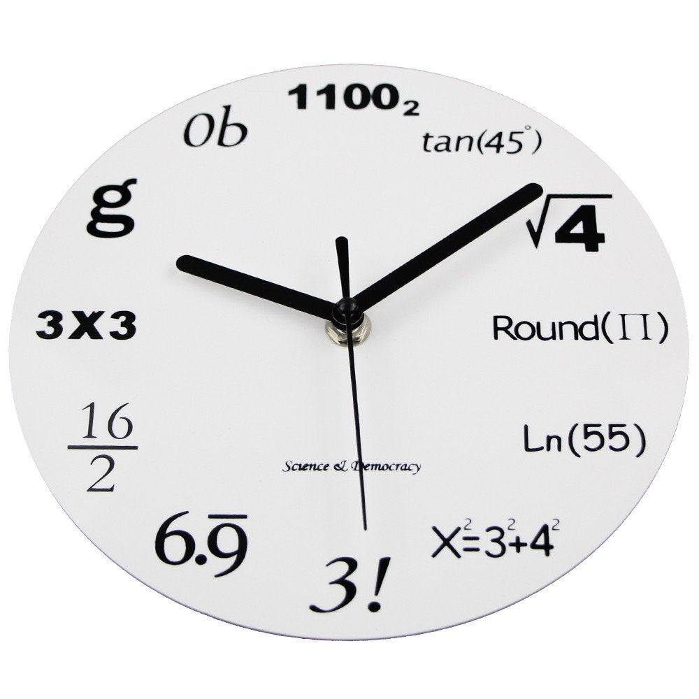 8 Math Clock, Unique Wall Clock Modern Design Novelty Maths Equation Clock - Each Hour Marked by a Simple Math Equation