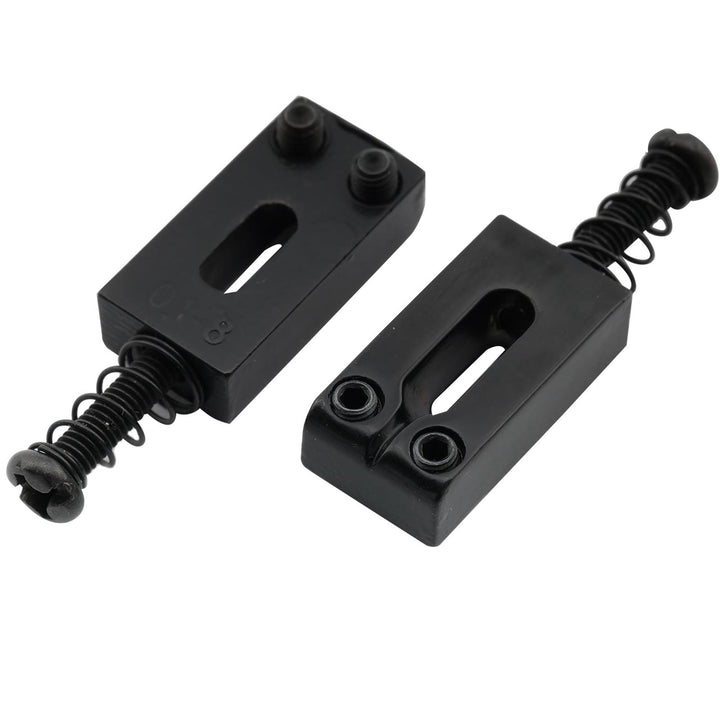 Pro 10.5mm Modern Style Zinc Alloy Bridge Saddles for Strat Tele Electric Guitar, Black (Set of 6)