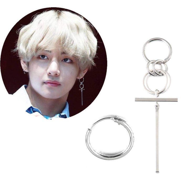 Earrings 7 Pieces Kpop Bangtan Boy Album Jimin Chain Drop Earrings Korean Fashion Jewelry with Transparent Box