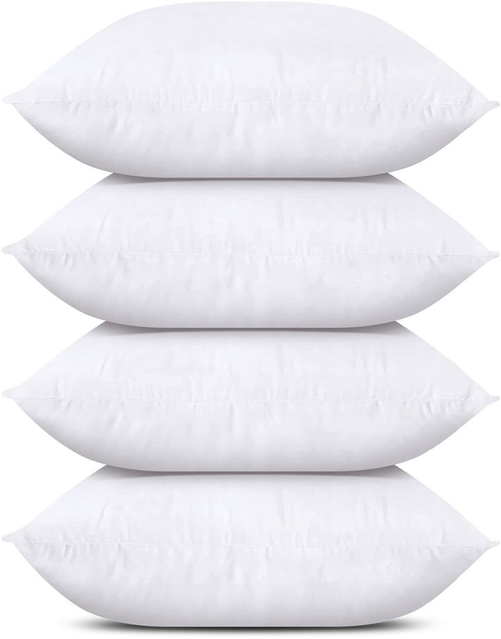 Throw Pillows (Set of 4, White), 18 x 18 Inches Pillows for Sofa, Bed and Couch Decorative Stuffer Pillow